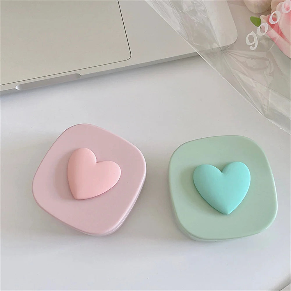 Heart Contact Lens Case with Mirror Mini Lovely Eyes Care Contact Lens Container Box Travel Kits Eyewear Accessories Organizer
