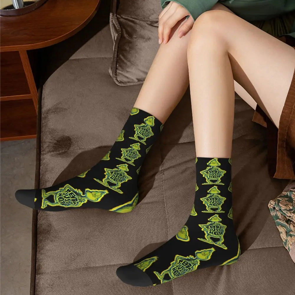 Novelty Christmas-S-Green-S-Grinching Socks Men's Women's Fashion Socks Spring Summer Autumn Winter Middle Tube Socks Gift