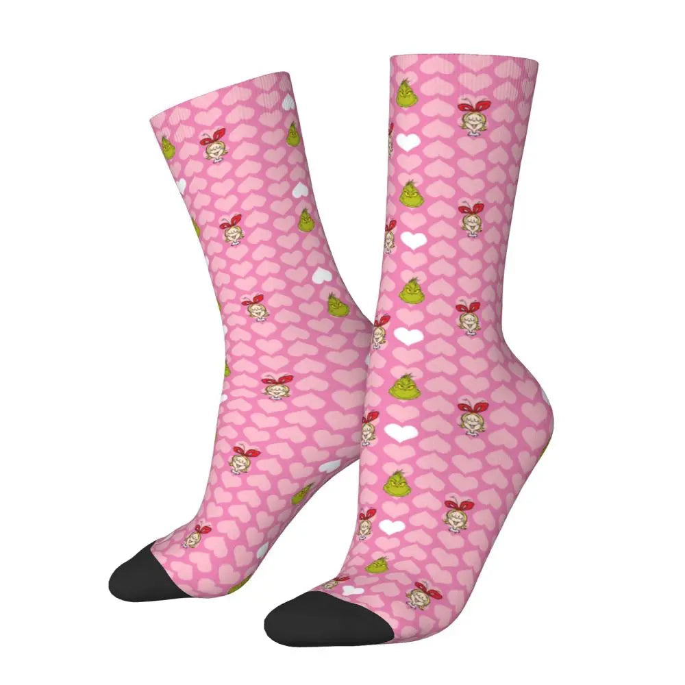 Novelty Christmas-S-Green-S-Grinching Socks Men's Women's Fashion Socks Spring Summer Autumn Winter Middle Tube Socks Gift