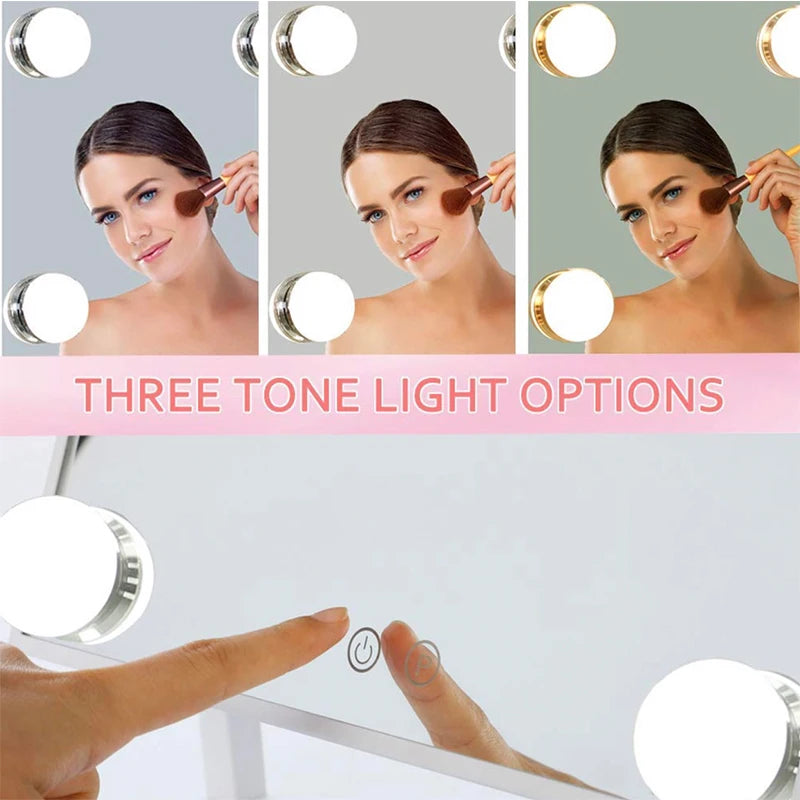 Vanity Mirror with Lights, 20" LED Hollywood Lighted Makeup Mirror with 12 Light Bulbs, Smart Touch and 3 Color Modes For Her
