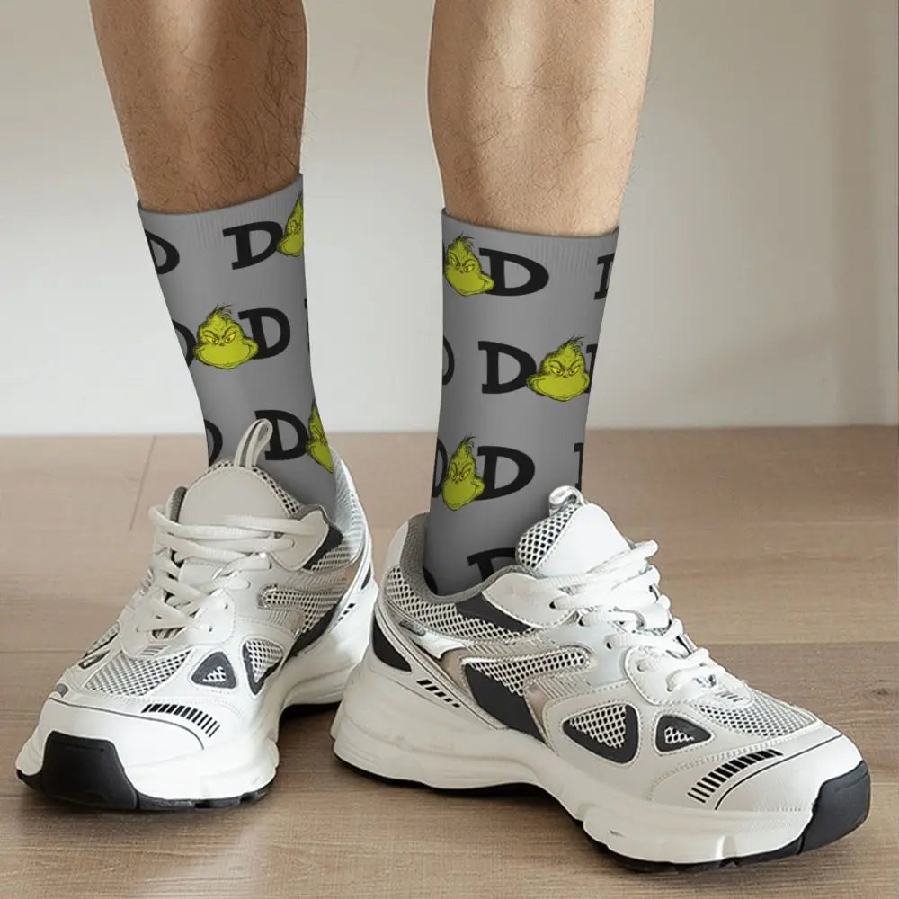 Novelty Christmas-S-Green-S-Grinching Socks Men's Women's Fashion Socks Spring Summer Autumn Winter Middle Tube Socks Gift