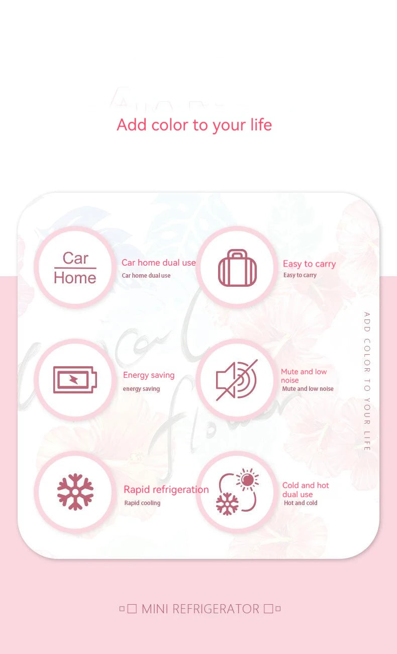 Pink Mini Portable 6L Personal Electric Cosmetics Beauty Fridge Freezer Skincare With Mirror LED Light