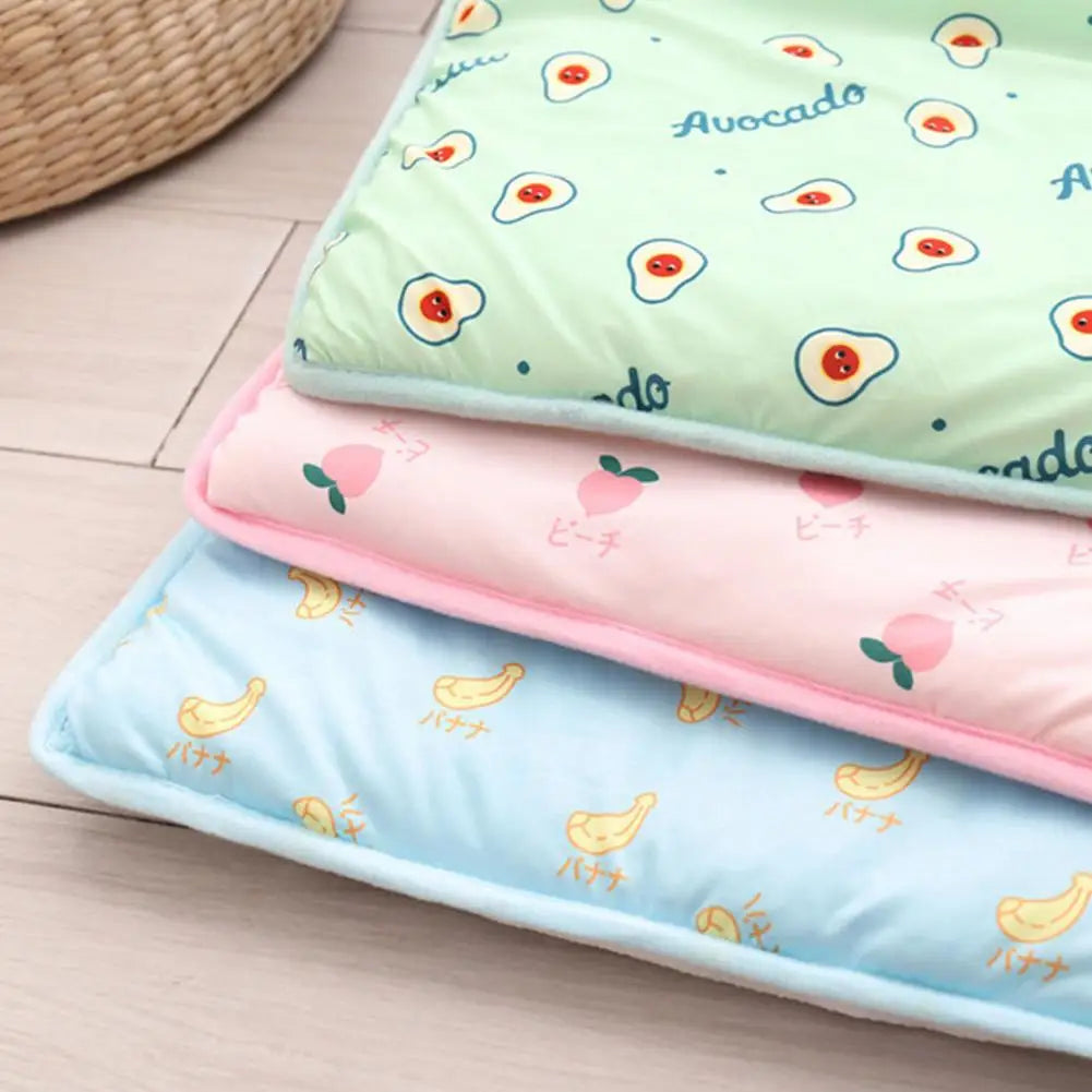 Summer Pet Cooling Mat Ice Silk Mat With Pillow Cushion Cat Dog Breathable Pad Sofa For Small Medium Dogs Cool Sleep Mats