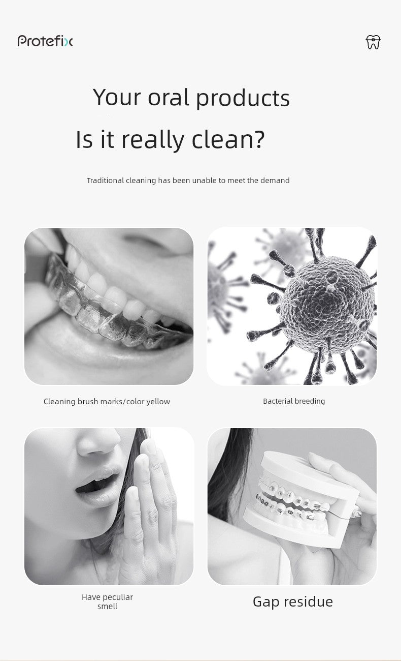 Ultrasonic Tooth Socket Cleaning Device Portable Orthodontic Retainer Dentures Glasses Invisible Tooth Socket Washing Machine Automatic Home Use
