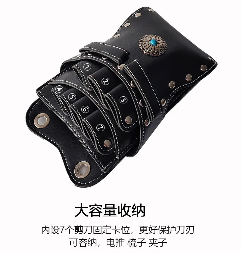 Hairdresser Scissors Pouch Salon Barber Hairdressing Holster Hair Stylist Tools Bags Comb Shear Waist Shoulder Belt Case PU Pink