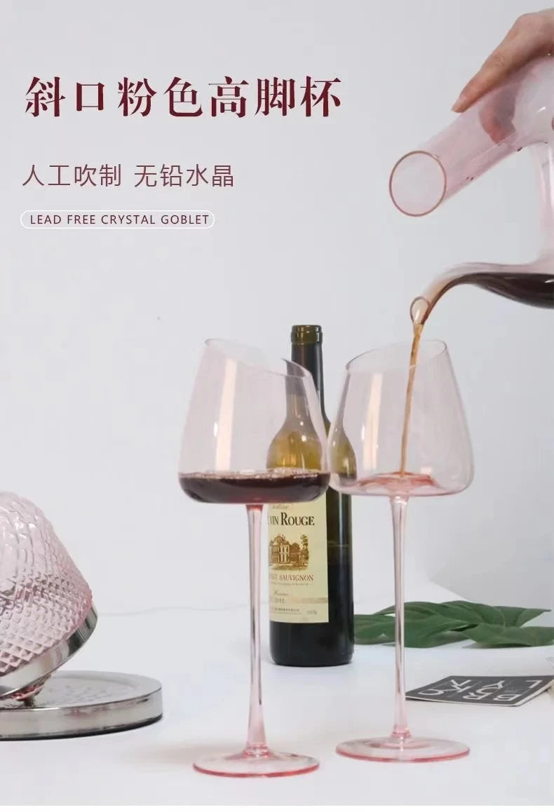 Pink Flamingo Slanted Lipstick Wine Glass Sweet Wine Glass High Value Luxury Home Goblet Wine Champagne Glass Cup Wedding Gift
