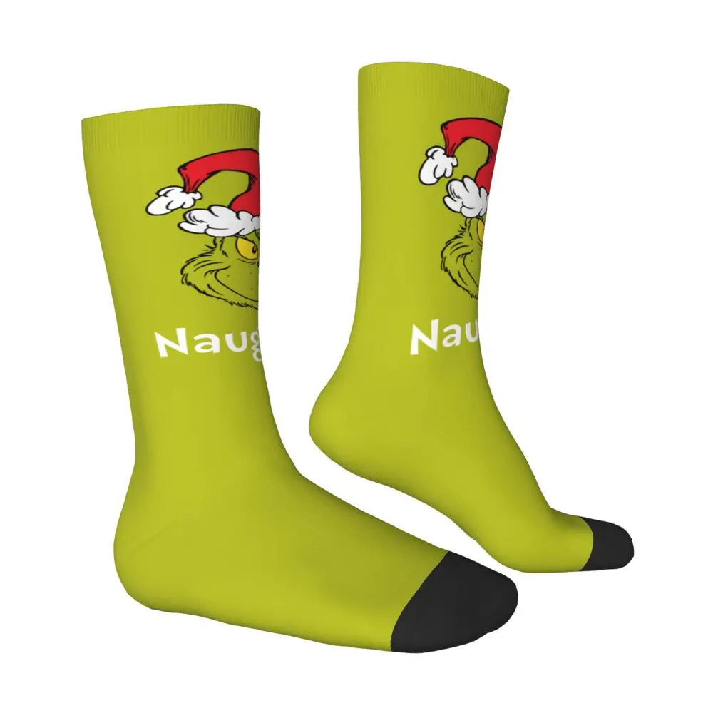 Novelty Christmas-S-Green-S-Grinching Socks Men's Women's Fashion Socks Spring Summer Autumn Winter Middle Tube Socks Gift