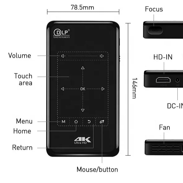 P09II 1+8G 4K Projector Mini Wifi Android 2.4G/5G Full HD 1080P LED Video Cinema Home beamer P09 II DLP Mini projector