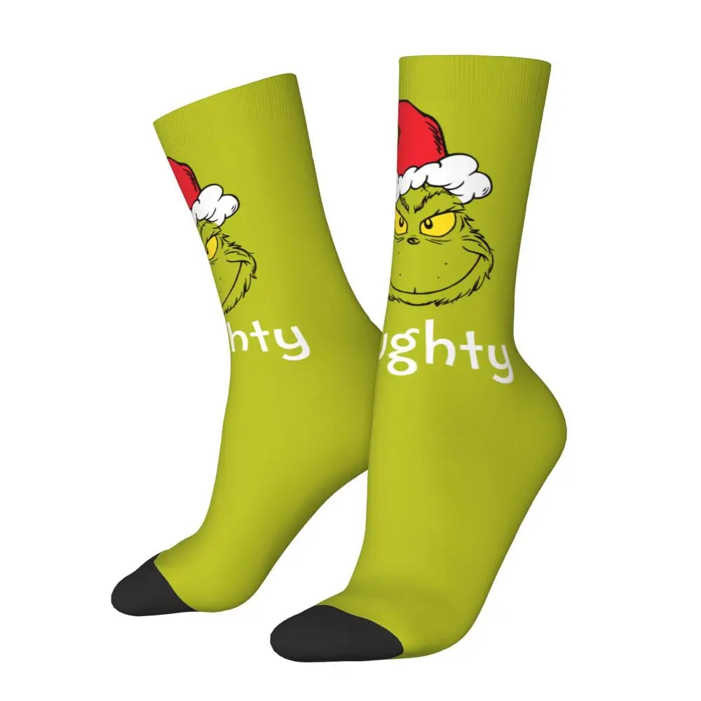 Novelty Christmas-S-Green-S-Grinching Socks Men's Women's Fashion Socks Spring Summer Autumn Winter Middle Tube Socks Gift