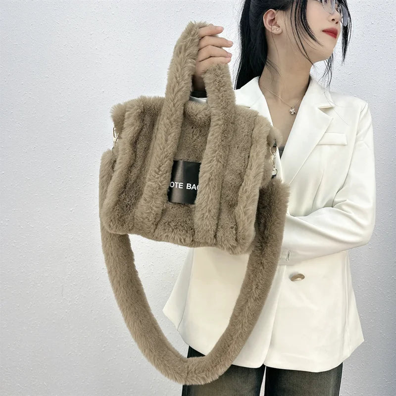 Faux Fur Ladies Tote Bag