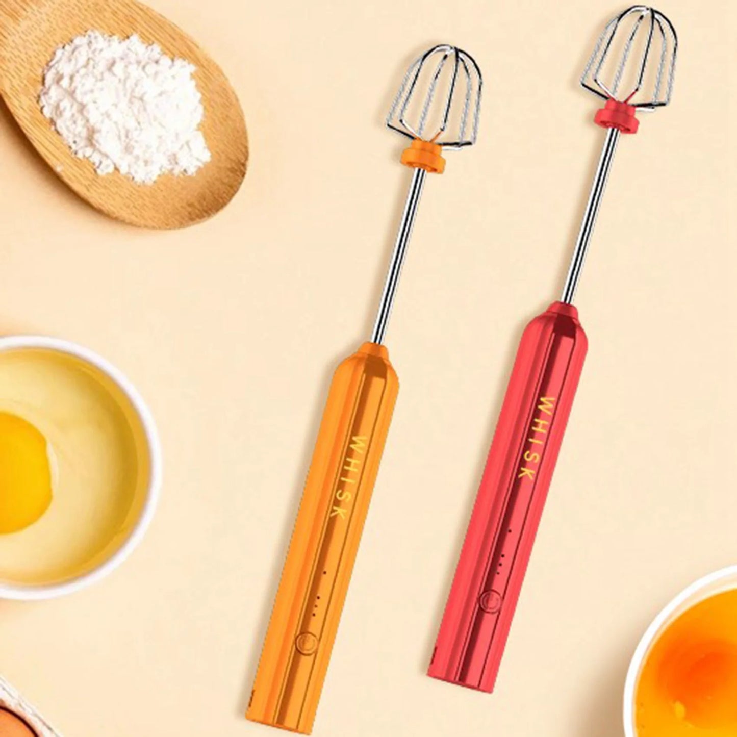 USB Rechargeable Electric Whisk Egg Beater Handheld Coffee Blender Household Milk Shaker Mixer Frother Foamer Green