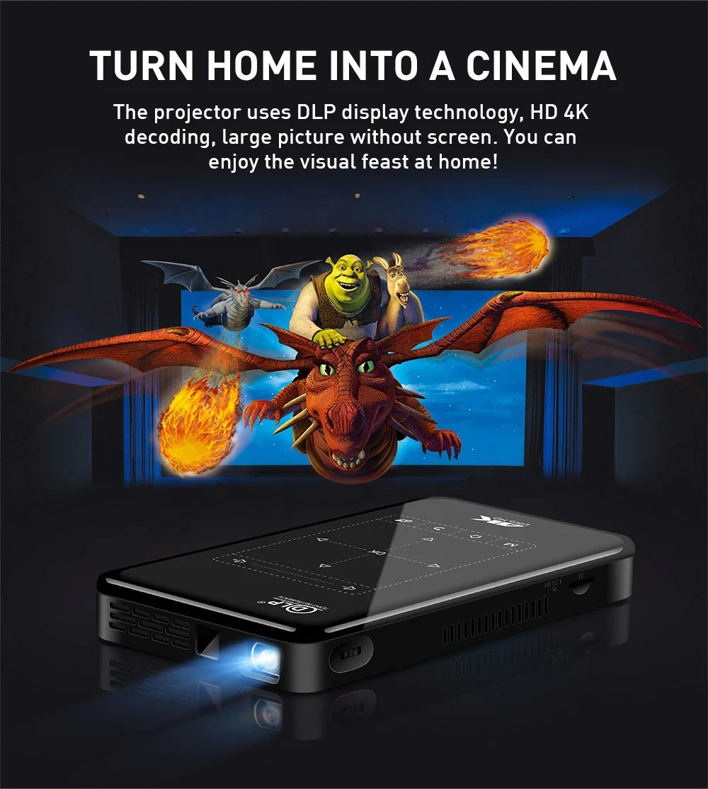 P09II 1+8G 4K Projector Mini Wifi Android 2.4G/5G Full HD 1080P LED Video Cinema Home beamer P09 II DLP Mini projector