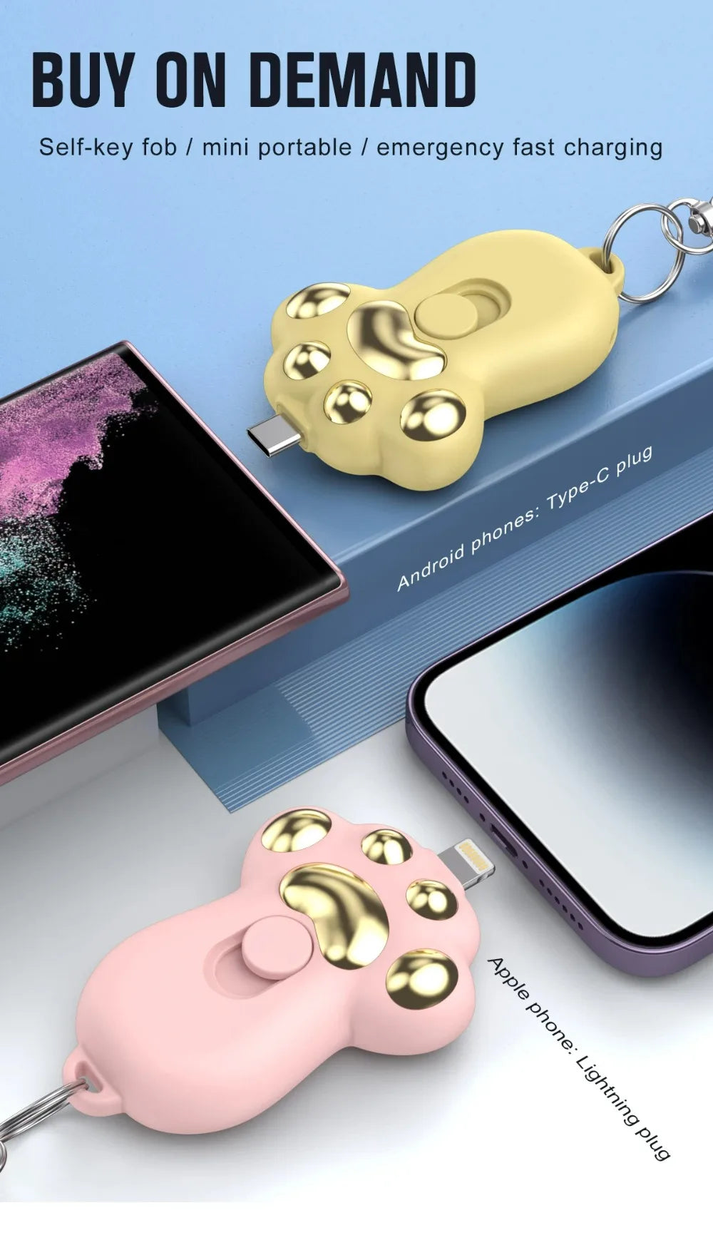 Portable Pocket Charger 2000mAh Power Banks Portable Charger Key Chain Emergency Power Bank for iPhone or Android
