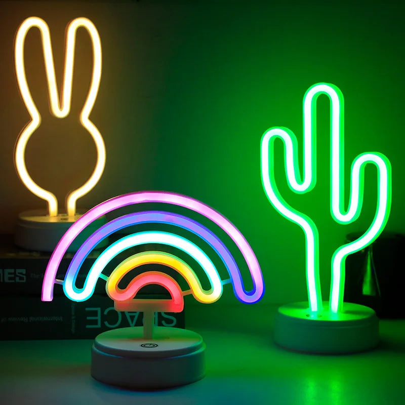 Rainbow LED Unicorn Neon Sign Night Light Home Kids Bedroom Indoor Lighting Decor Lamp Lovely LED Night Light