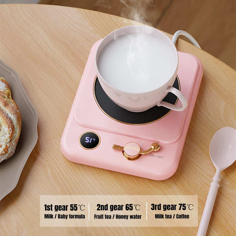 Coffee Cup Warmer Electric Mug Heater Constant Temperature 3 Gear Settings Keep Milk Tea Warm Auto-off Heating Coaster for Home