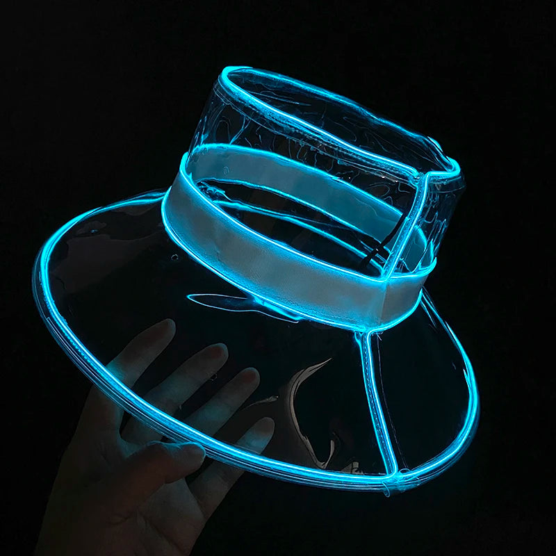 New Style Light Up Cap Novelty Gift LED Neon Fisherman Hat Glowing Luminous Dance Party Hat Christmas Halloween Party Supplies