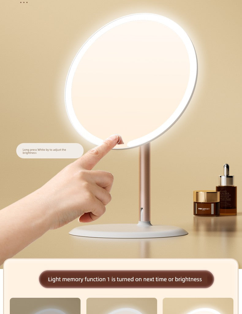 Dual-Axis Stand Office Rotating Makeup Mirror with Light