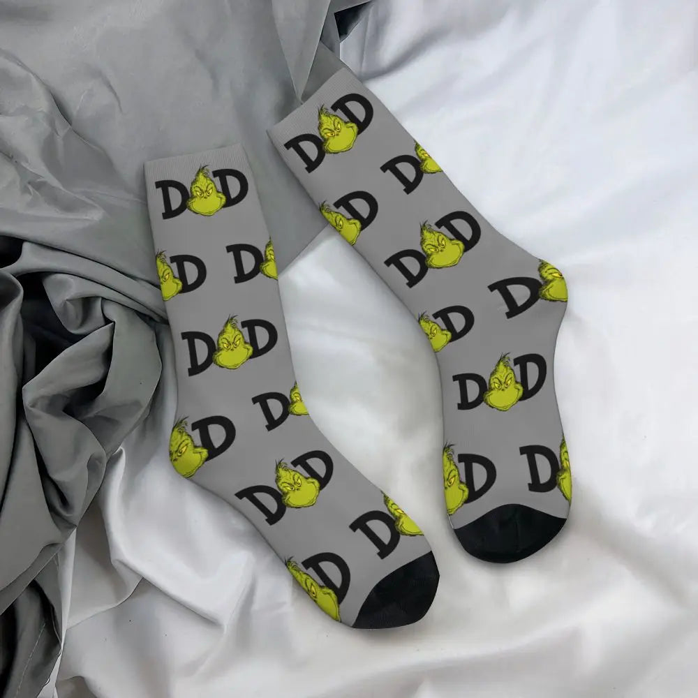 Novelty Christmas-S-Green-S-Grinching Socks Men's Women's Fashion Socks Spring Summer Autumn Winter Middle Tube Socks Gift