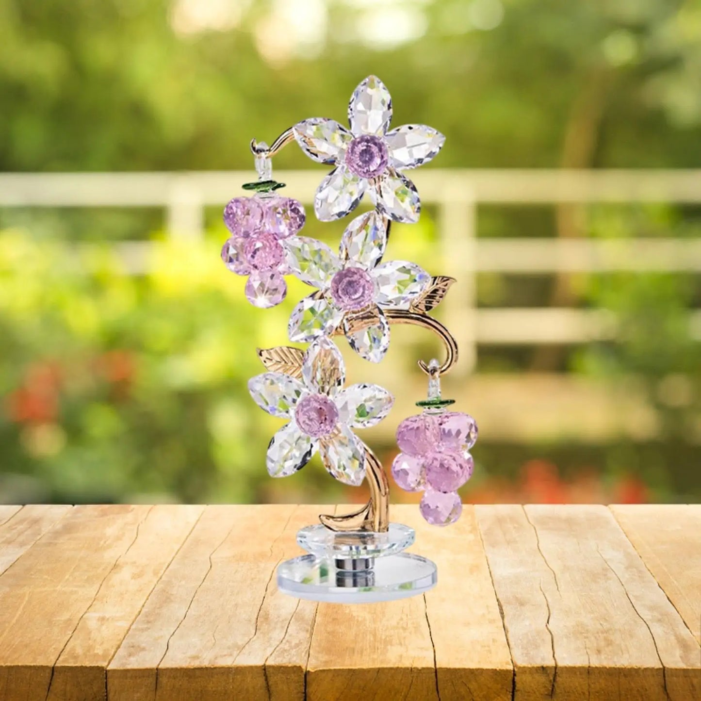 Glass Paperweight Flower Ornament Pink Grape Decor for Office Home Tabletop