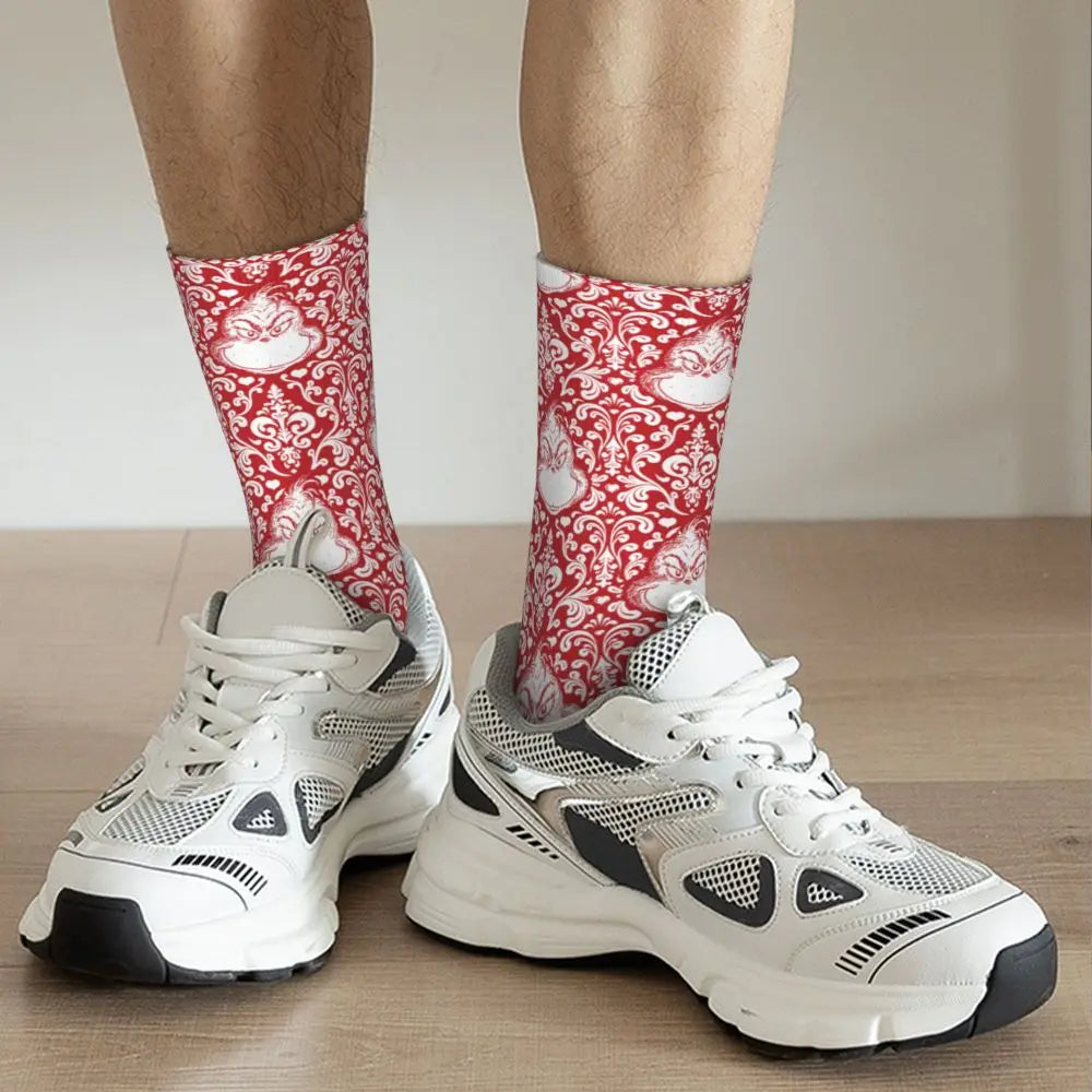 Novelty Christmas-S-Green-S-Grinching Socks Men's Women's Fashion Socks Spring Summer Autumn Winter Middle Tube Socks Gift
