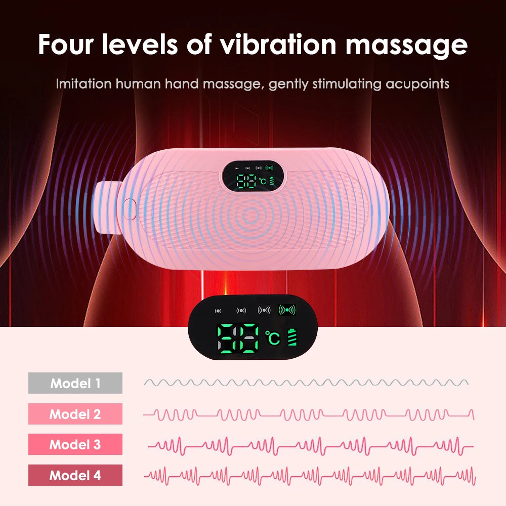 Electric Heating Pad Women Vibrator Period Pain Relief Device Menstrual Cramp Massager Blood Circulation Abdominal Belt Warmer