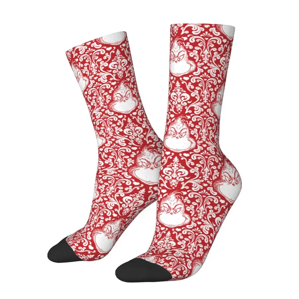 Novelty Christmas-S-Green-S-Grinching Socks Men's Women's Fashion Socks Spring Summer Autumn Winter Middle Tube Socks Gift