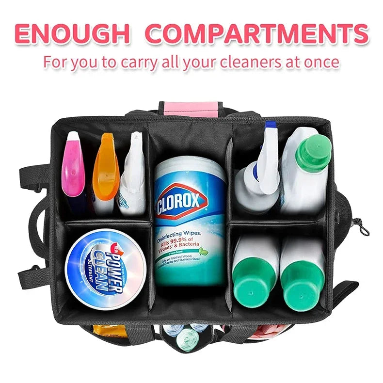 Pink Tool Bag with Pockets Cleaning Toolbag Storage Waterproof Wear-Resistant Large Capacity Oxford Cloth Tools Organizer