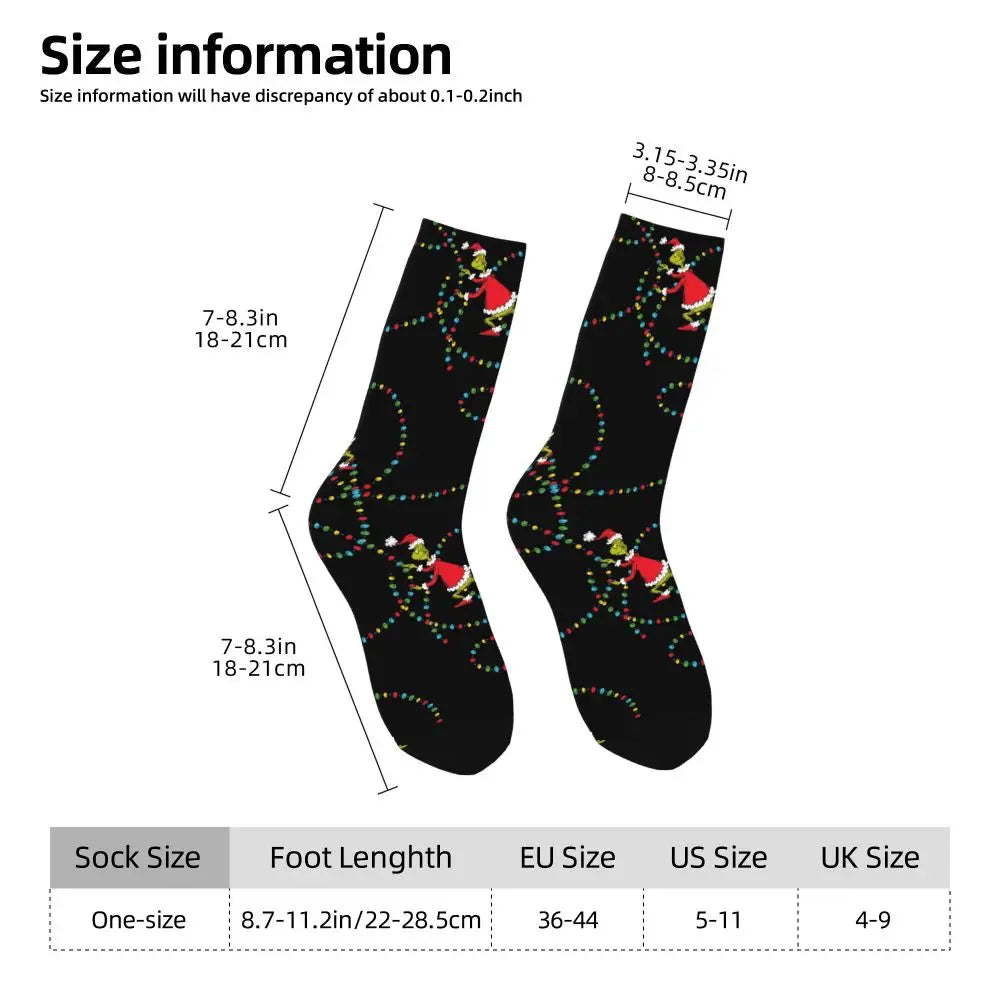 Novelty Christmas-S-Green-S-Grinching Socks Men's Women's Fashion Socks Spring Summer Autumn Winter Middle Tube Socks Gift