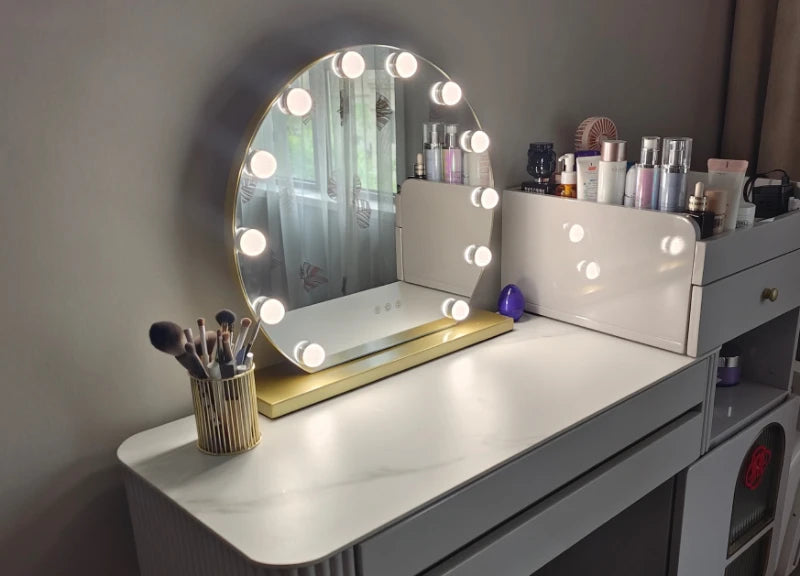 Vanity Mirror with Lights, 20" LED Hollywood Lighted Makeup Mirror with 12 Light Bulbs, Smart Touch and 3 Color Modes For Her