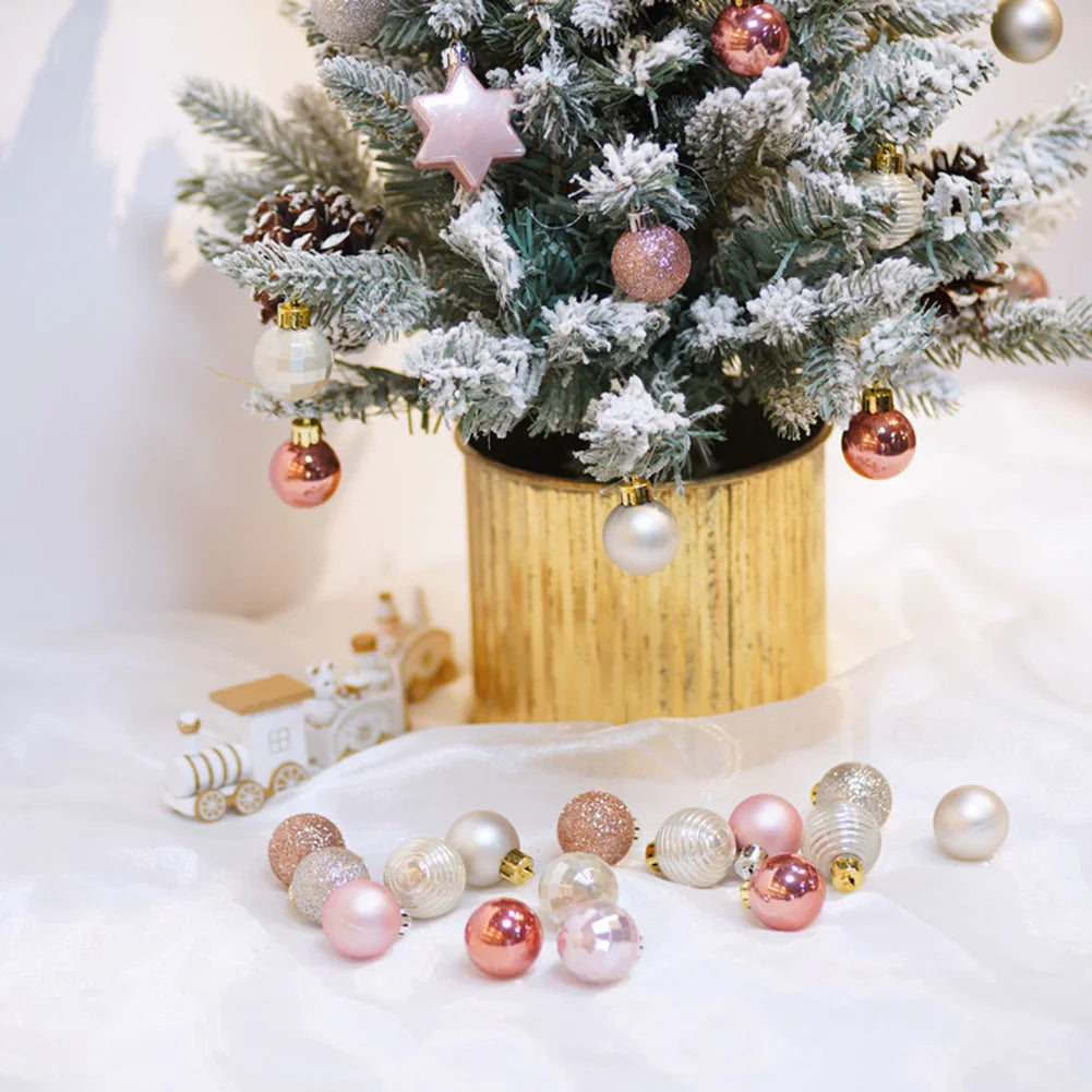 Tree Decorations Christmas Ornaments Holiday Celebrations Light Gold Pink Combination 3cm Diameter Lightweight