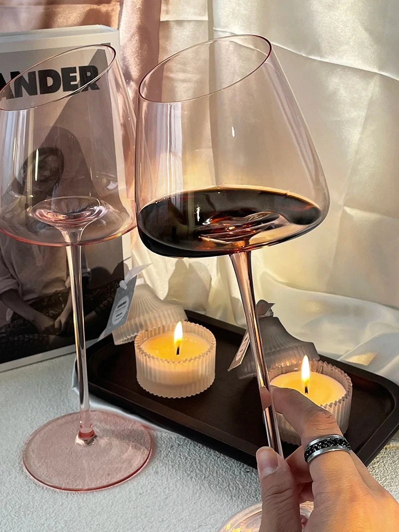 Pink Flamingo Slanted Lipstick Wine Glass Sweet Wine Glass High Value Luxury Home Goblet Wine Champagne Glass Cup Wedding Gift