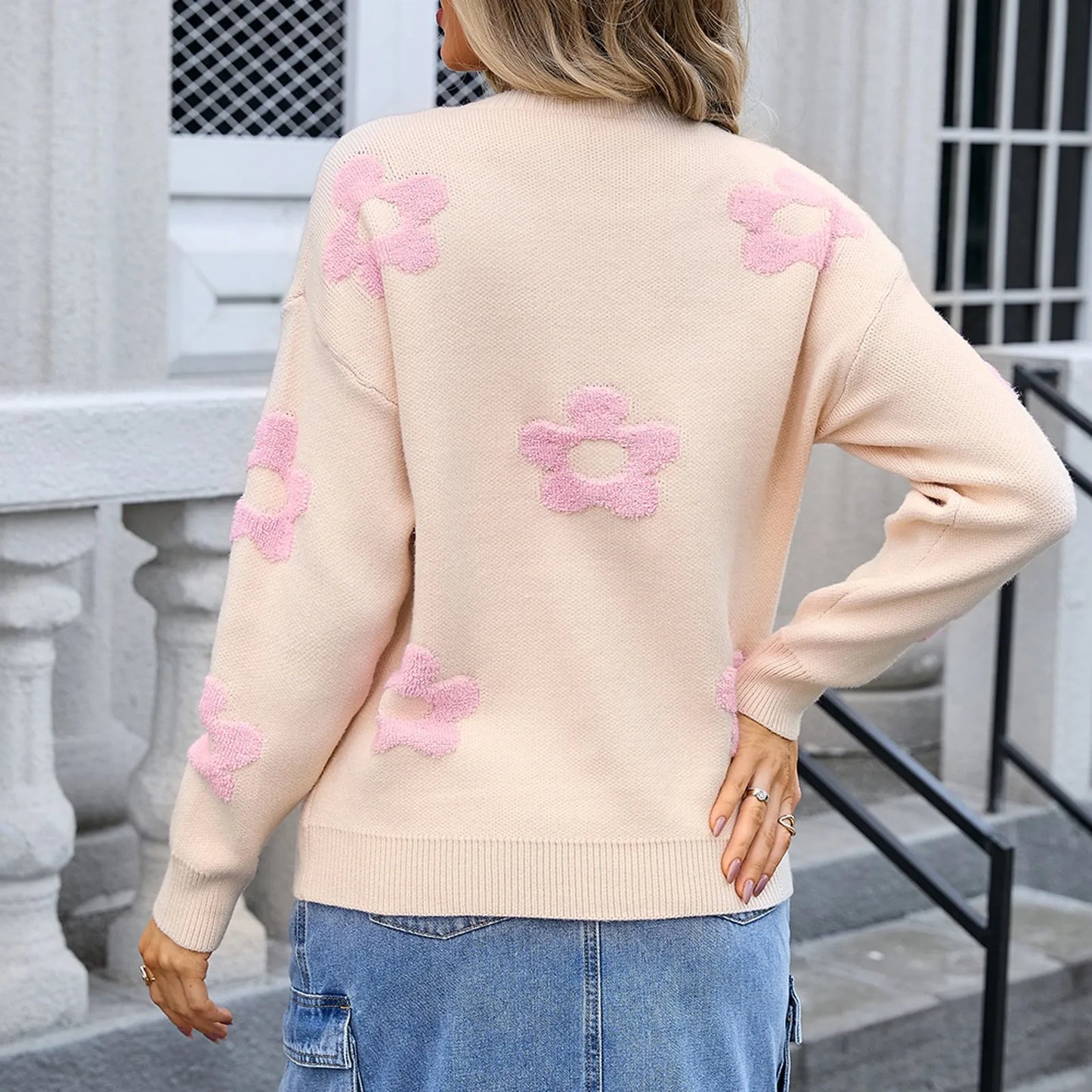 Knitted Flower Sweaters For Women Blusa De Frio Feminina