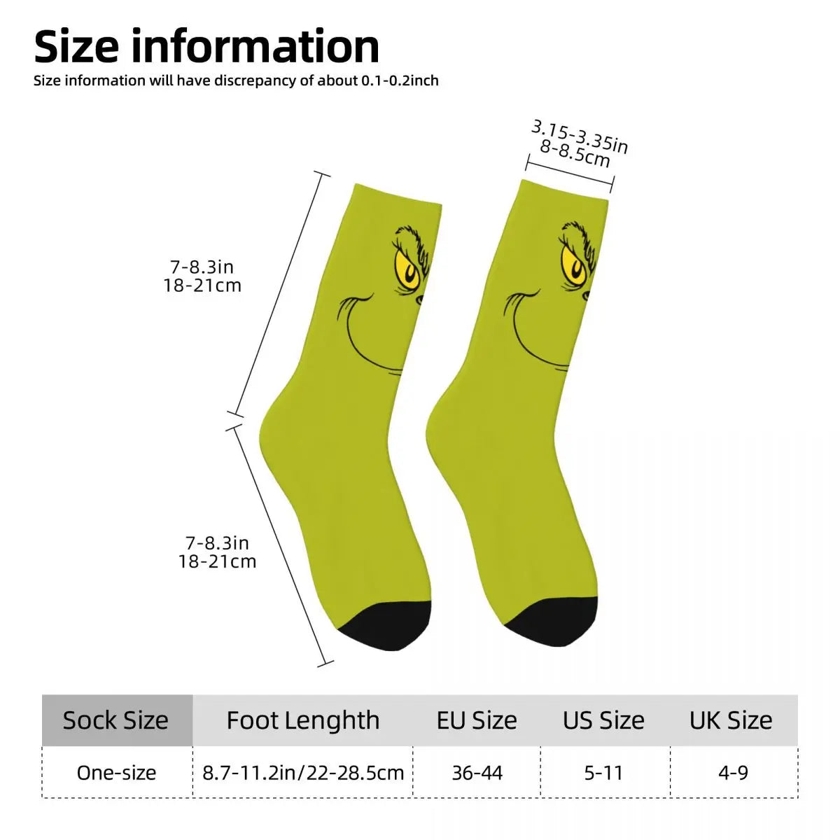 Novelty Christmas-S-Green-S-Grinching Socks Men's Women's Fashion Socks Spring Summer Autumn Winter Middle Tube Socks Gift