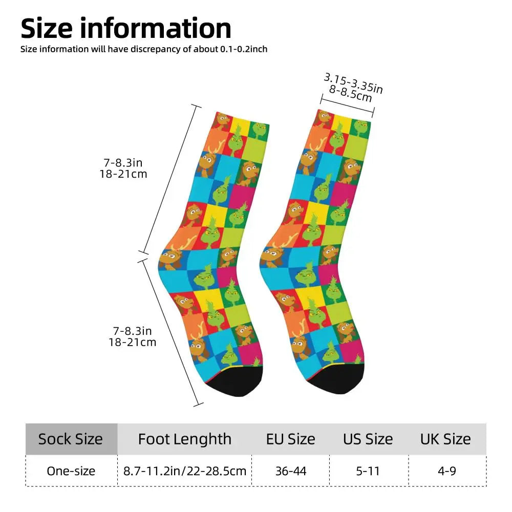 Novelty Christmas-S-Green-S-Grinching Socks Men's Women's Fashion Socks Spring Summer Autumn Winter Middle Tube Socks Gift