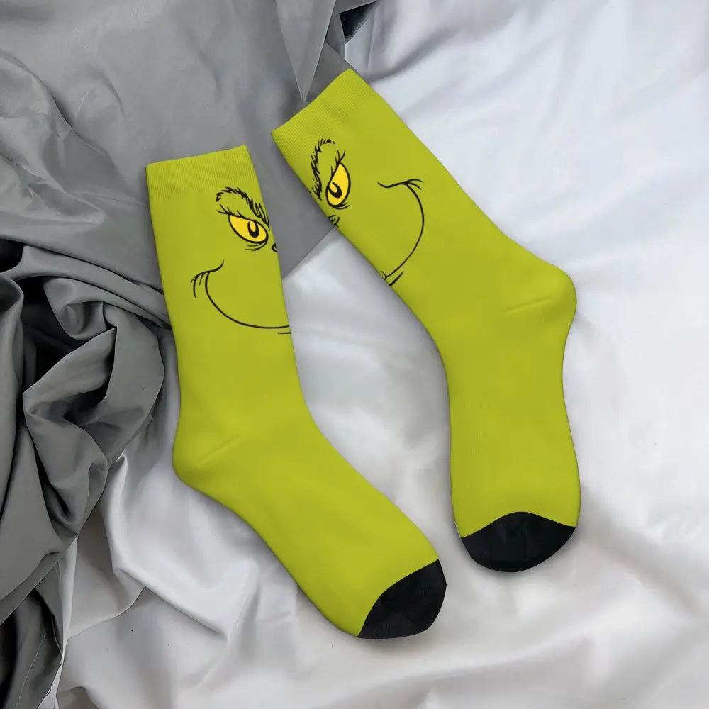 Novelty Christmas-S-Green-S-Grinching Socks Men's Women's Fashion Socks Spring Summer Autumn Winter Middle Tube Socks Gift