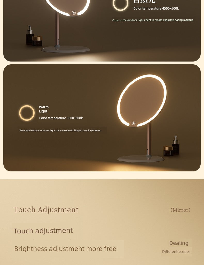 Dual-Axis Stand Office Rotating Makeup Mirror with Light