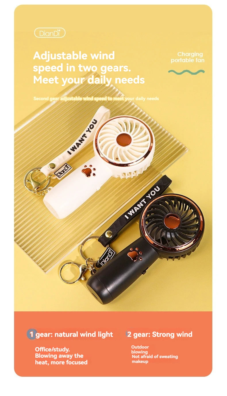 Summer New Mini Mini Fan Cute Cartoon Portable Charging USB Handheld Fan Student Outdoor Fan