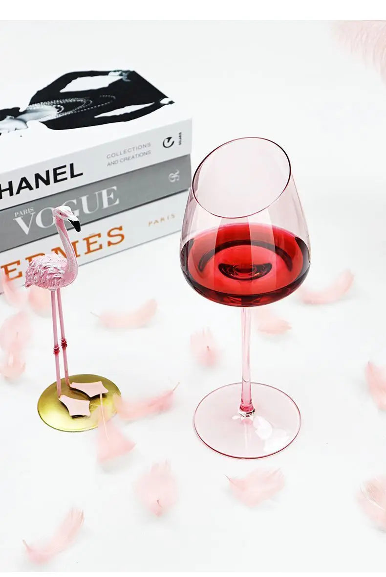 Pink Flamingo Lead-free Crystal Red Wine Glass Cup Goblet Pink Burgundy Glass Cup High-value Household Champagne Glass Cup
