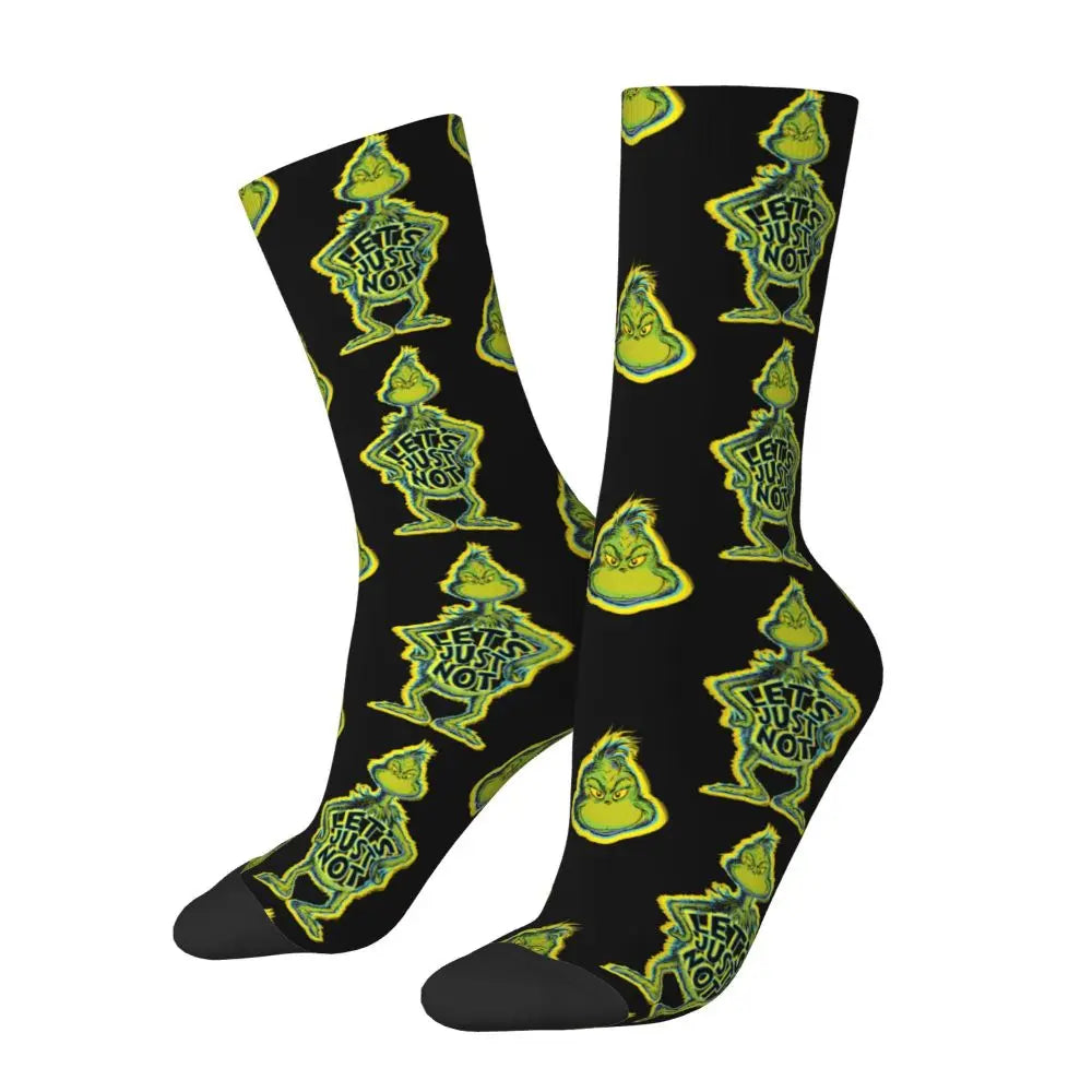 Novelty Christmas-S-Green-S-Grinching Socks Men's Women's Fashion Socks Spring Summer Autumn Winter Middle Tube Socks Gift