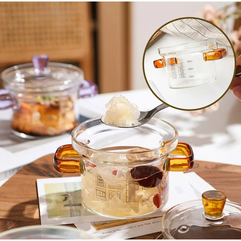 Love Binaural Pan Noodle Pink Open Fire Soup Cute Glass Cooking Pot High-value Borosilicate Instant Heat-resistant High