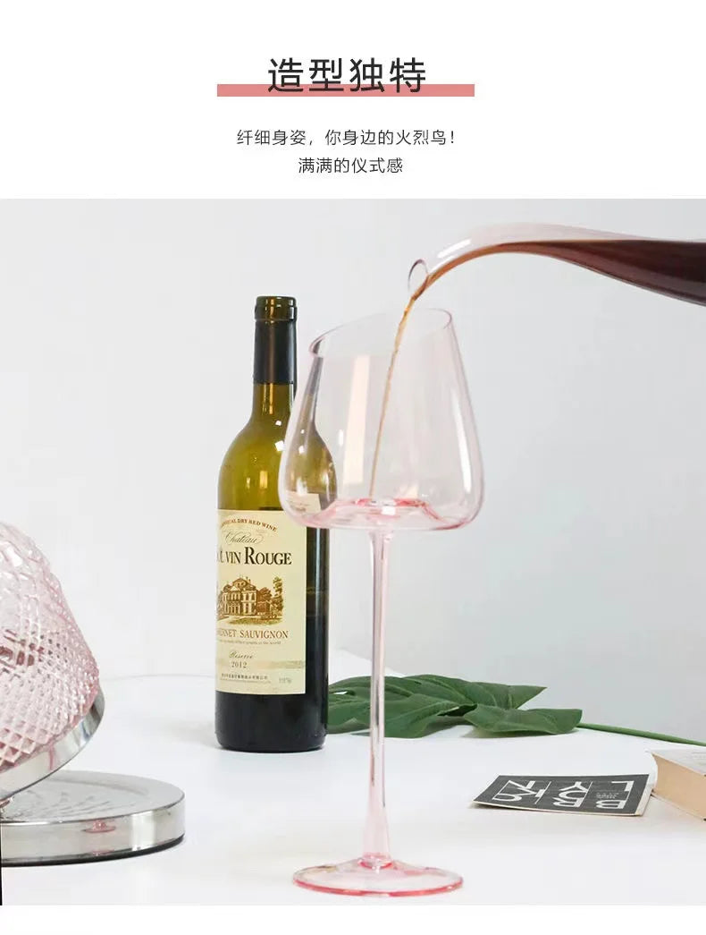 Pink Flamingo Slanted Lipstick Wine Glass Sweet Wine Glass High Value Luxury Home Goblet Wine Champagne Glass Cup Wedding Gift