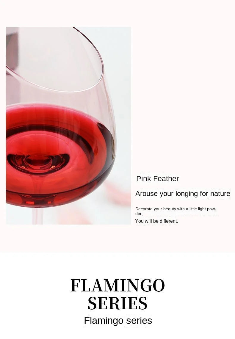Pink Flamingo Lead-free Crystal Red Wine Glass Cup Goblet Pink Burgundy Glass Cup High-value Household Champagne Glass Cup