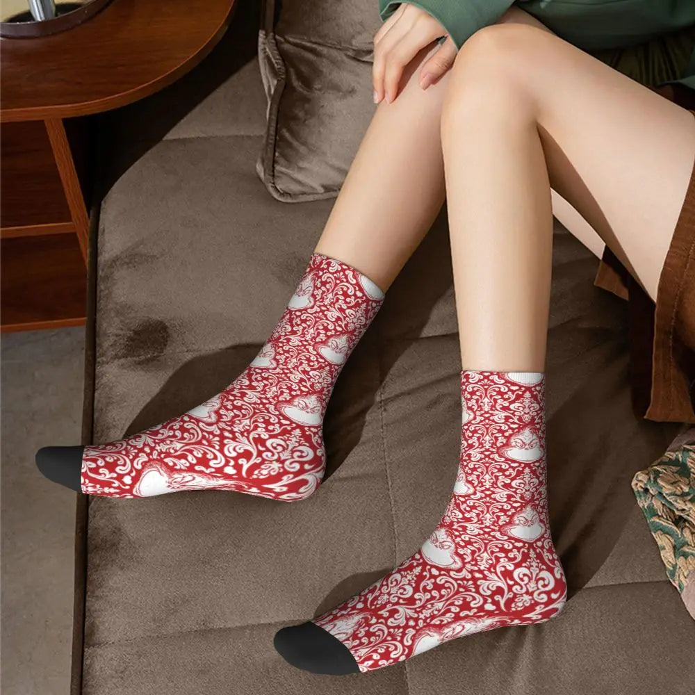 Novelty Christmas-S-Green-S-Grinching Socks Men's Women's Fashion Socks Spring Summer Autumn Winter Middle Tube Socks Gift