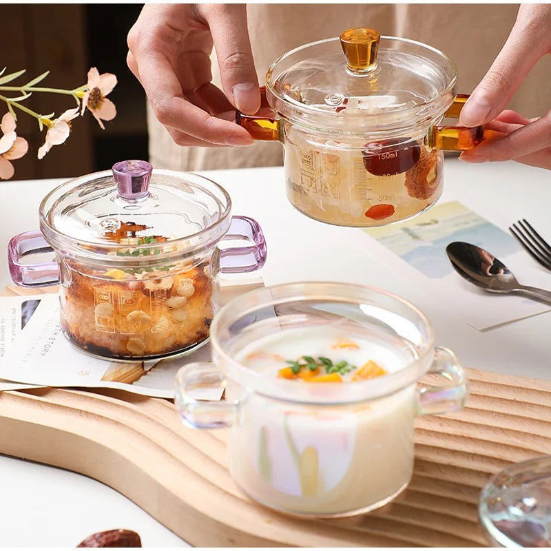 Love Binaural Pan Noodle Pink Open Fire Soup Cute Glass Cooking Pot High-value Borosilicate Instant Heat-resistant High