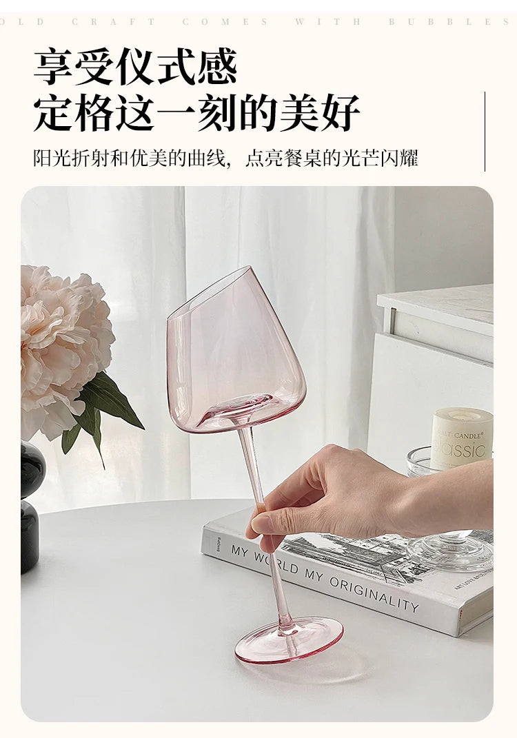 Pink Flamingo Slanted Lipstick Wine Glass Sweet Wine Glass High Value Luxury Home Goblet Wine Champagne Glass Cup Wedding Gift