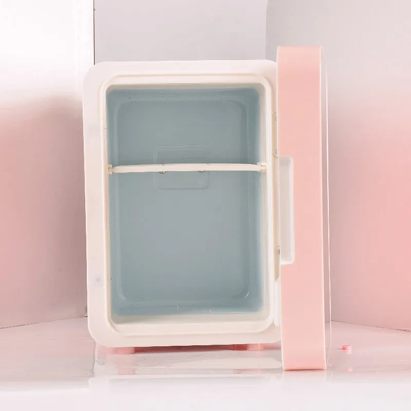 Pink Mini Portable 6L Personal Electric Cosmetics Beauty Fridge Freezer Skincare With Mirror LED Light