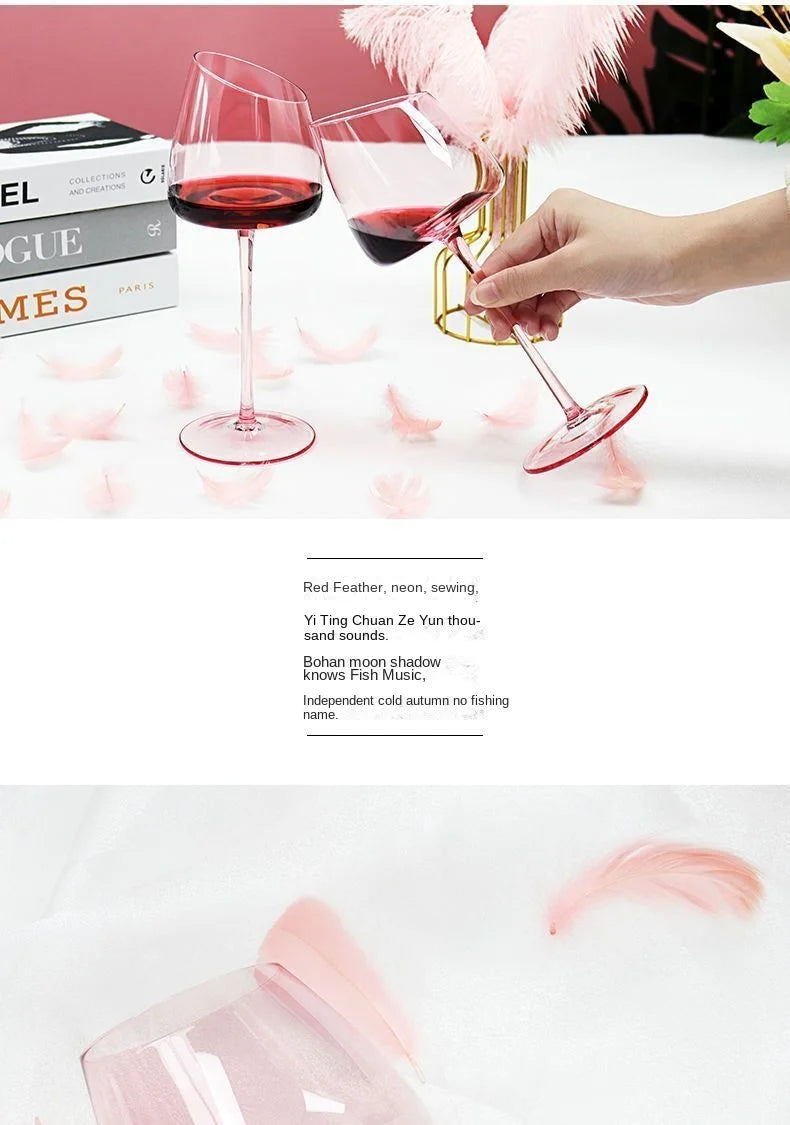 Pink Flamingo Lead-free Crystal Red Wine Glass Cup Goblet Pink Burgundy Glass Cup High-value Household Champagne Glass Cup