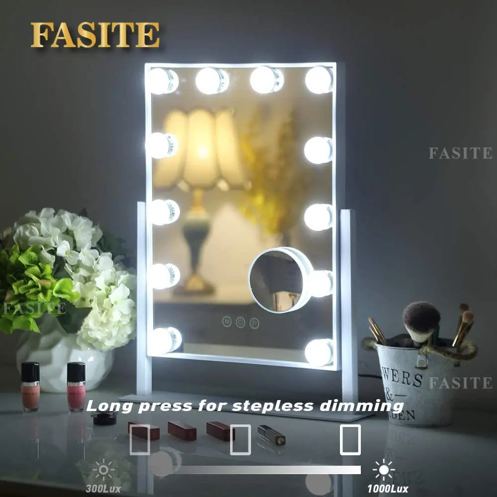 Hollywood Mirror Vanity Makeup Mirror With Light Smart Touch Control 3 Colors Dimmable Light