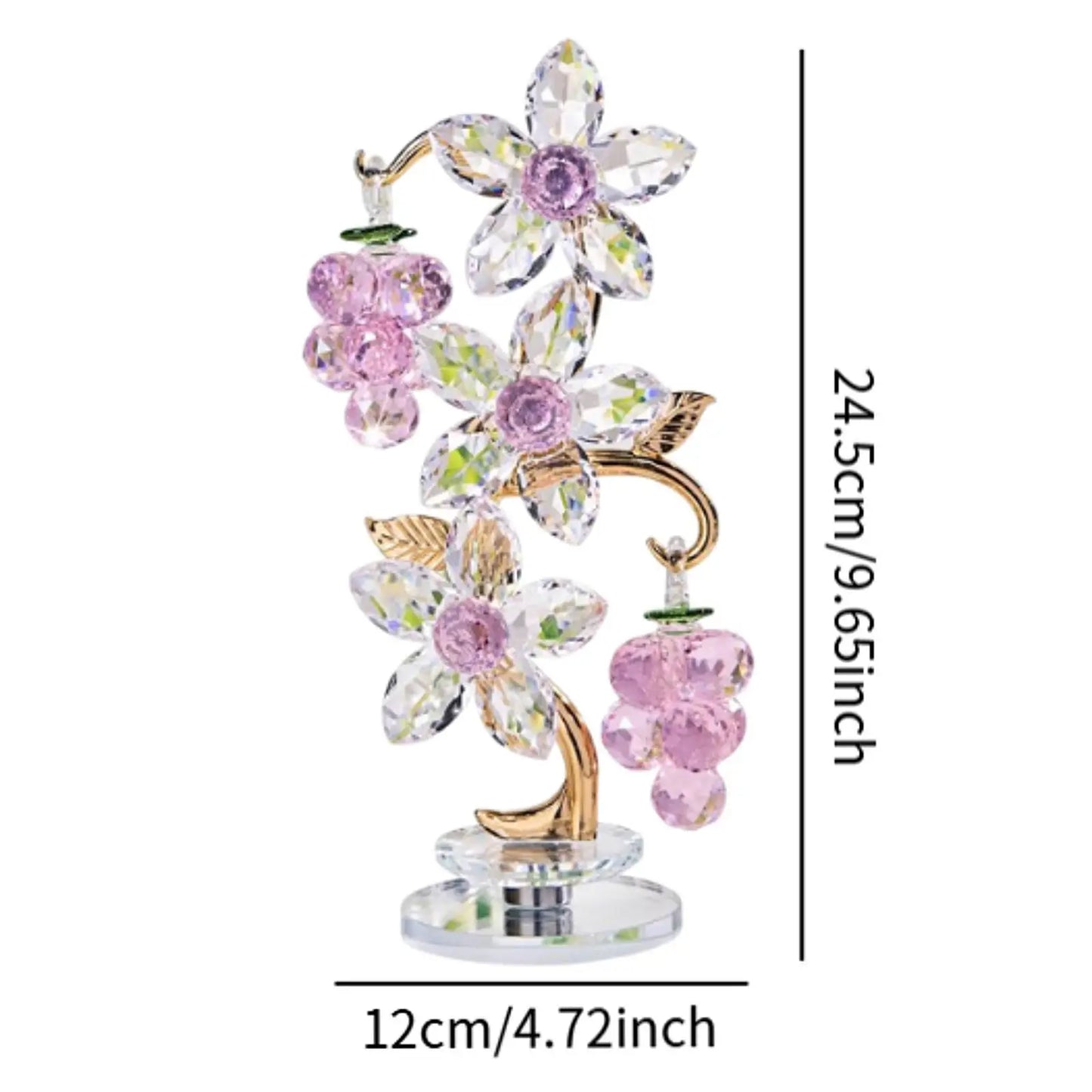 Glass Paperweight Flower Ornament Pink Grape Decor for Office Home Tabletop