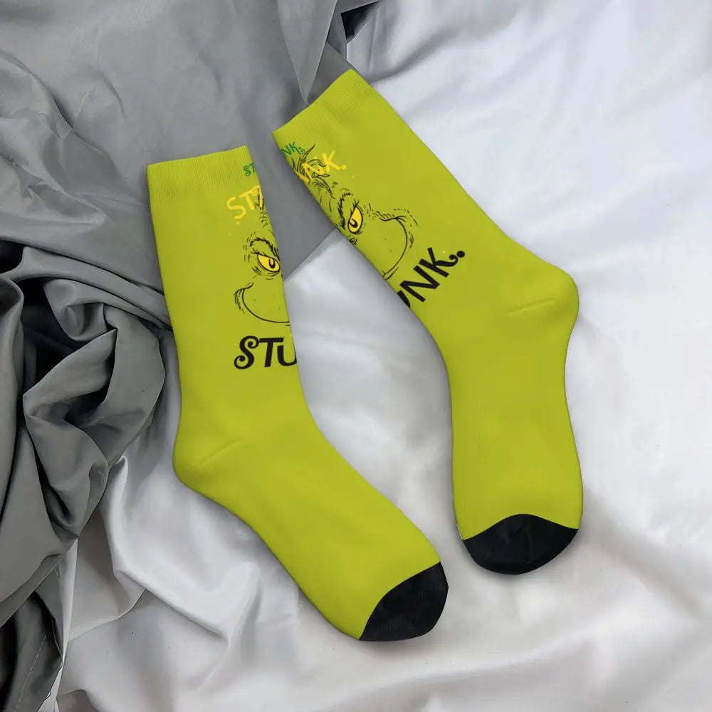 Novelty Christmas-S-Green-S-Grinching Socks Men's Women's Fashion Socks Spring Summer Autumn Winter Middle Tube Socks Gift